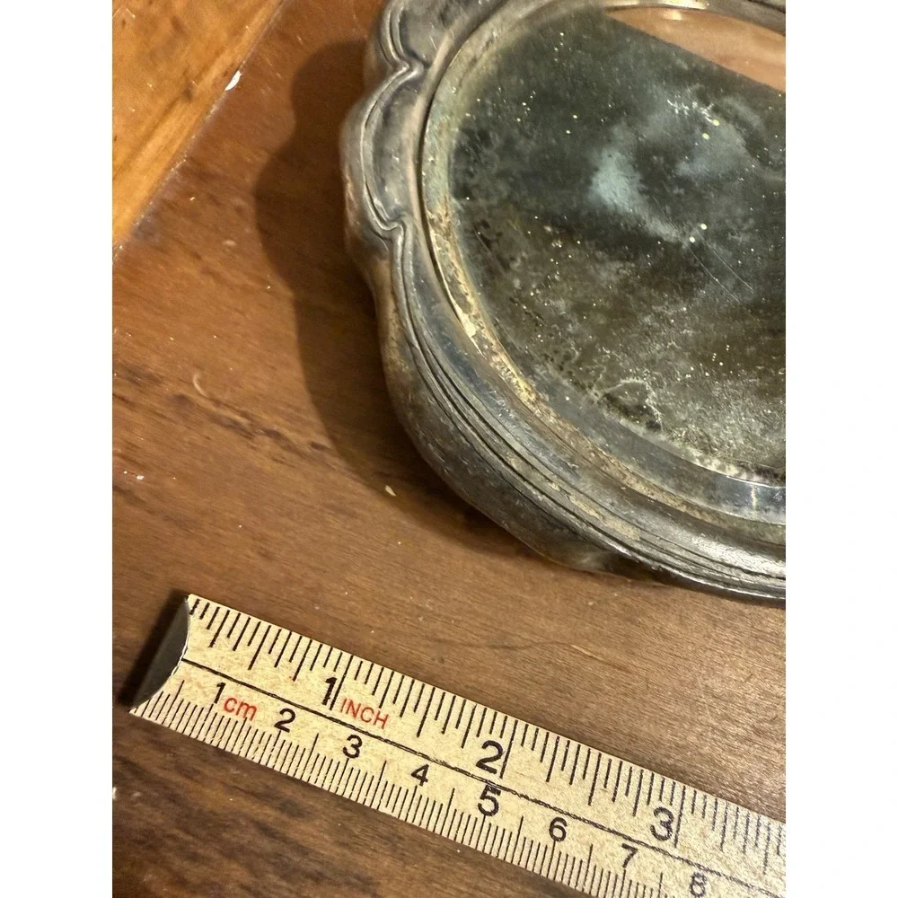 Antique Art Nouveau Hand Mirror Frame Monogrammed Vanity Mirror Silverplate 9